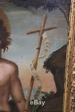 Peinture ancienne huile sur toile San Giovannino 18ème siècle