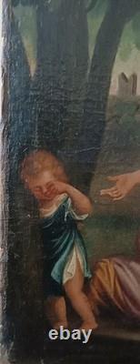 Peinture ancienne huile sur toile crucifixion école italienne XVIIIe siècl