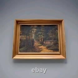 Peinture ancienne huile sur toile paysage nature tableau encadré signé