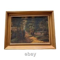 Peinture ancienne huile sur toile paysage nature tableau encadré signé