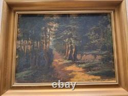 Peinture ancienne huile sur toile paysage nature tableau encadré signé