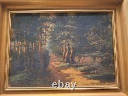 Peinture ancienne huile sur toile paysage nature tableau encadré signé