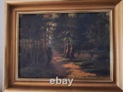 Peinture ancienne huile sur toile paysage nature tableau encadré signé