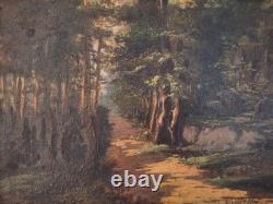 Peinture ancienne huile sur toile paysage nature tableau encadré signé