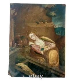 Peinture ancienne sur cuivre, école flamande, XVIIe siècle, représentant un sain