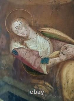 Peinture ancienne sur cuivre, école flamande, XVIIe siècle, représentant un sain