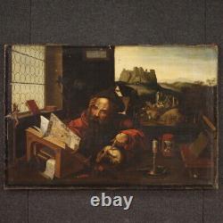 Peinture flamande ancien huile sur toile tableau art Saint Jérôme 17ème siècle