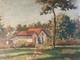 Peinture Huile Panneau Carton 1930 Paysage Impressionniste Pointillisme Ancien