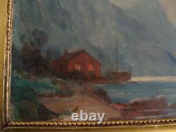 Peinture marine ancienne signée huile sur panneau de bois