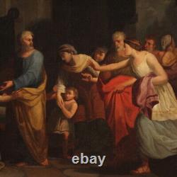 Peinture néoclassique grand tableau italien ancien huile sur toile 18ème siècle