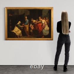 Peinture néoclassique grand tableau italien ancien huile sur toile 18ème siècle