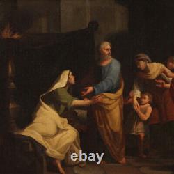 Peinture néoclassique grand tableau italien ancien huile sur toile 18ème siècle