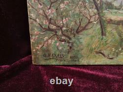 Petit Tableau Ancien Peinture Huile HST Ecole Francaise de Barbizon Campagne XIX