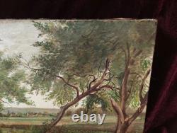 Petit Tableau Ancien Peinture Huile HST Ecole Francaise de Barbizon Campagne XIX