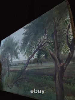 Petit Tableau Ancien Peinture Huile HST Ecole Francaise de Barbizon Campagne XIX