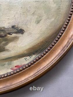 Pierre Bonnaud, bouquet de roses, huile sur toile, tableau ancien signé, encadré