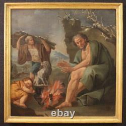 Pietro Bardellino Allegorie hiver tableau ancien huile sur toile peinture 700