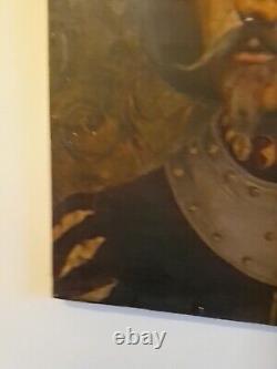 Portrait Ancien Chevalier Huile Sur Toile Époque XIX Ème S