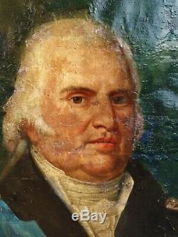 Portrait Ancien huile sur toile Louis XVIII