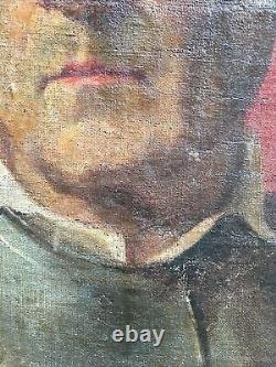 Portrait D'homme Tableau ancien à restaurer, Huile sur toile