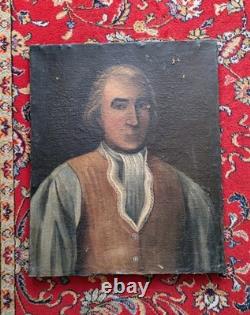 Portrait Homme XVIIIe Siècle Huile Sur Toile Ancienne Époque Louis XVI