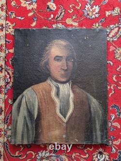 Portrait Homme XVIIIe Siècle Huile Sur Toile Ancienne Époque Louis XVI