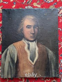 Portrait Homme XVIIIe Siècle Huile Sur Toile Ancienne Époque Louis XVI