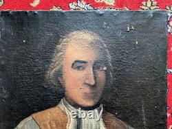 Portrait Homme XVIIIe Siècle Huile Sur Toile Ancienne Époque Louis XVI