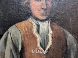Portrait Homme XVIIIe Siècle Huile Sur Toile Ancienne Époque Louis XVI
