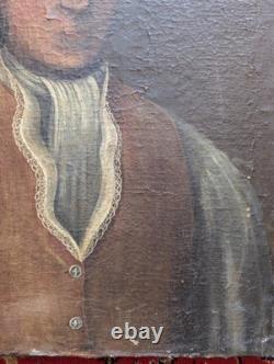 Portrait Homme XVIIIe Siècle Huile Sur Toile Ancienne Époque Louis XVI