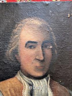 Portrait Homme XVIIIe Siècle Huile Sur Toile Ancienne Époque Louis XVI