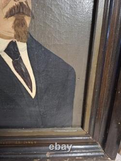 Portrait ancien Joseph Wauters J. B. Jonet huile sur toile / Antique oil painting