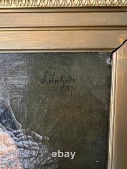 Portrait ancien d'une femme, huile sur toile, fin du XIXe siècle