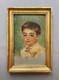 Portrait D'enfant, Huile Sur Carton, Tableau Ancien Sign&eacute;, Peinture, 1884, Xixe