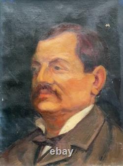 Portrait d'homme, huile sur toile, tableau ancien, peinture, fin XIXe