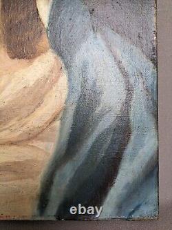 Portrait de Alix Payen tableau ancien huile sur toile / France, debut XXeme