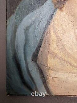 Portrait de Alix Payen tableau ancien huile sur toile / France, debut XXeme