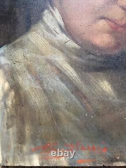 Portrait de femme Huile sur panneau ancien, Signée