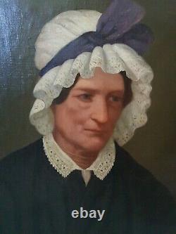 Portrait de femme ancien, huile sur toile, époque XIX ème s