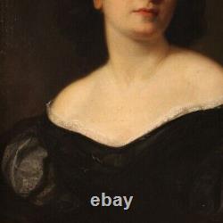 Portrait de femme peinture ancienne tableau signé huile sur toile cadre 800