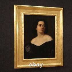 Portrait de femme peinture ancienne tableau signé huile sur toile cadre 800