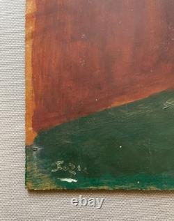 Portrait, huile sur panneau de bois, tableau ancien signé, peinture, XXe