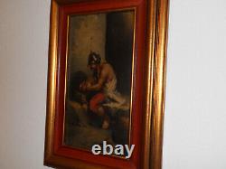 Portrait militaire tableau ancien dragon huile sur paneau 1870 HSP