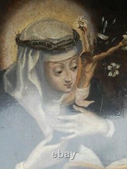 RARE ANCIEN TABLEAU PEINTURE SUR CUIVRE HSC MARIE MADELEINE PÉNITENTE XVIII ème