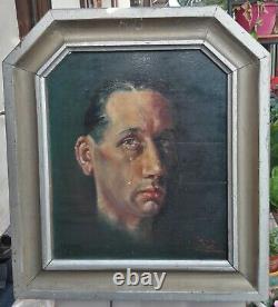 ROBERT DEVAUX Tableau ancien -huile sur bois- L'homme qui pleure