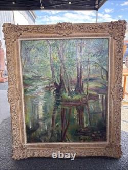 Reine Cimière Huile sur toile 1964 Tableau signé Cadre ancien École française