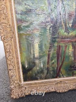 Reine Cimière Huile sur toile 1964 Tableau signé Cadre ancien École française