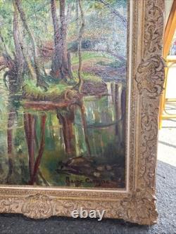 Reine Cimière Huile sur toile 1964 Tableau signé Cadre ancien École française