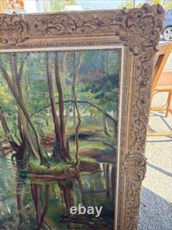 Reine Cimière Huile sur toile 1964 Tableau signé Cadre ancien École française