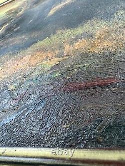 Sublime Huile sur Toile Signée Jackson Dans Ancien Cadre Doré Rivière Forêt
